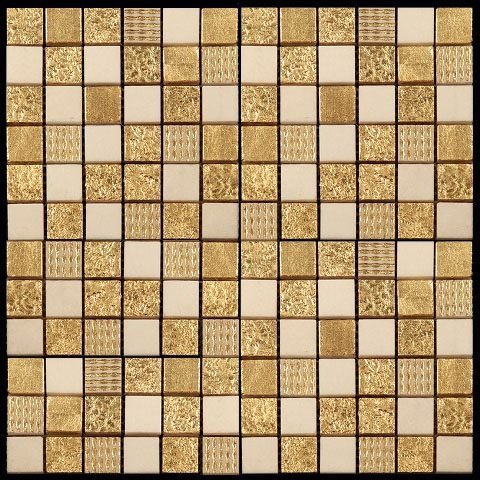 Мозаика Natural Mosaic Pharaoh CPR-2302 (DSA-2302) (Мрамор Агломерат), цвет жёлтый, поверхность глянцевая, квадрат, 298x298