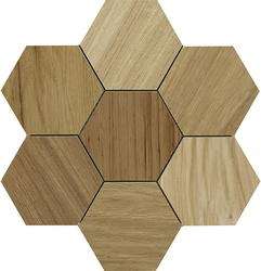 Мозаика Marazzi Italy Treverklife Mosaico Mix M0KP, цвет коричневый, поверхность матовая, шестиугольник, 355x359