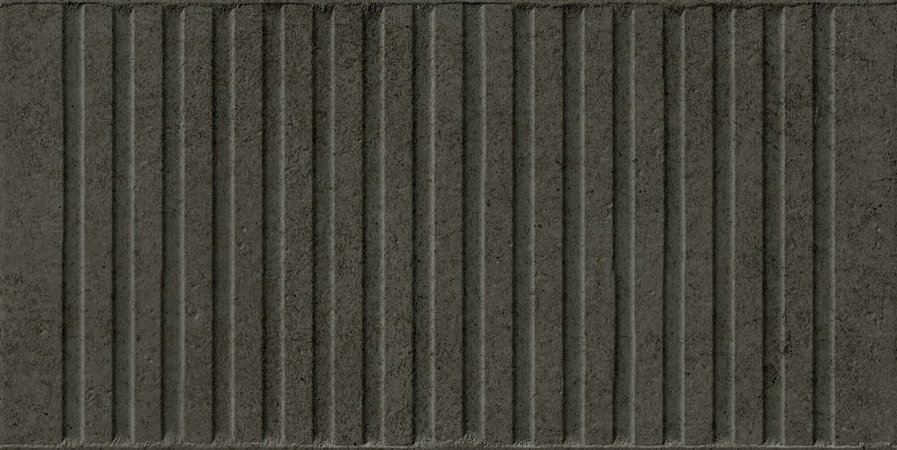 Керамогранит Peronda Fs Loft Black 34450, цвет чёрный, поверхность матовая, рельефная, прямоугольник, 200x400