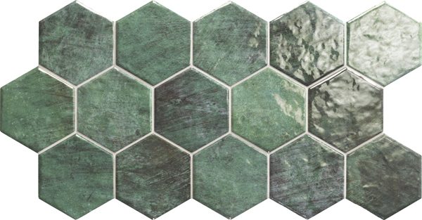 Керамогранит Realonda Hex Zellige, цвет зелёный, поверхность матовая, прямоугольник, 265x510