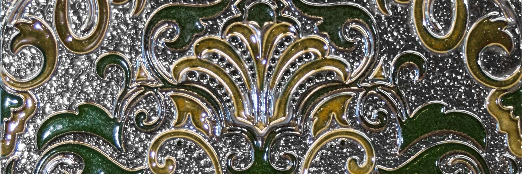 Декоративные элементы Absolut Keramika Decor Damasco Botella, цвет зелёный, поверхность глянцевая, прямоугольник, 100x300