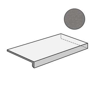 Ступени Mutina Flow Angolare corner tile DX Medium Grey 603118, цвет серый, поверхность матовая, прямоугольник с капиносом, 330x1200