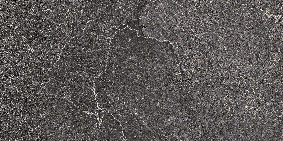 Керамогранит Kerlite Lithos Carbon Sabbiata Rett, цвет серый, поверхность матовая, прямоугольник, 600x1200