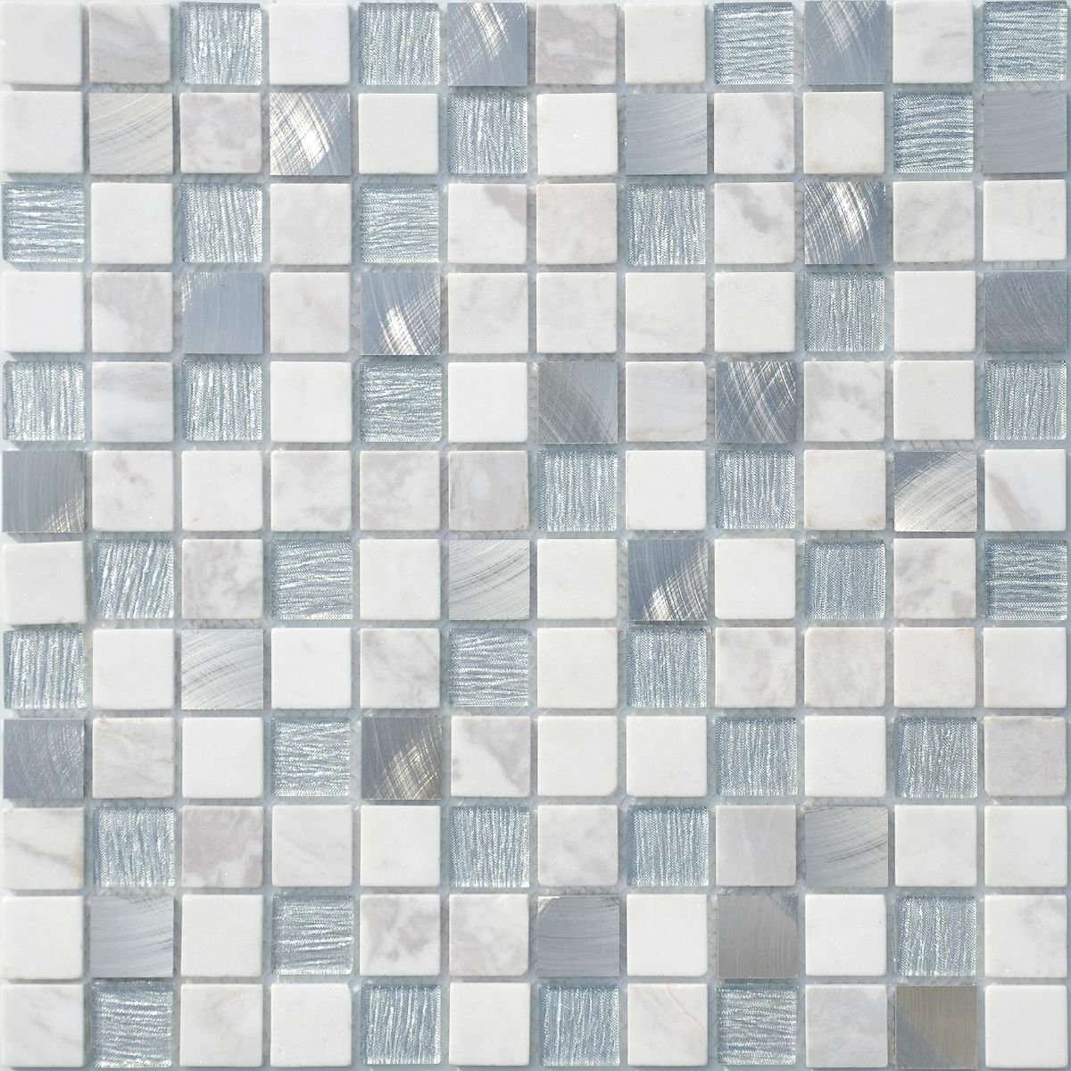 Мозаика Caramelle Mosaic Silk Way Ice Velvet (Стекло), цвет белый, поверхность глянцевая, квадрат, 298x298
