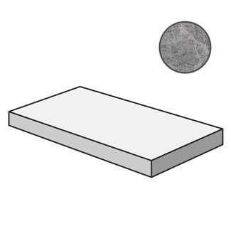 Ступени Cerdomus Supreme Angolo Dx Grad.C.Retta Charcoal Lev 75517, цвет серый, поверхность полированная, прямоугольник с капиносом, 330x1200