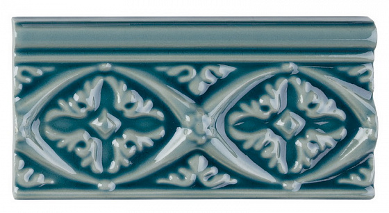 Бордюры Adex ADMO4003 Relieve Bizantino C/C Gris Azulado, цвет синий, поверхность глянцевая, прямоугольник, 75x150