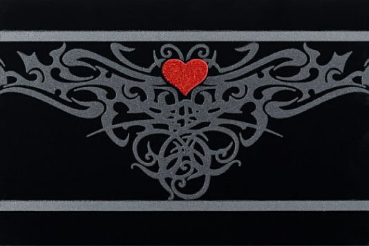 Бордюры Petracers Gran Gala Listello Tattoo Heart Nero, цвет чёрный, поверхность глянцевая, прямоугольник, 210x315