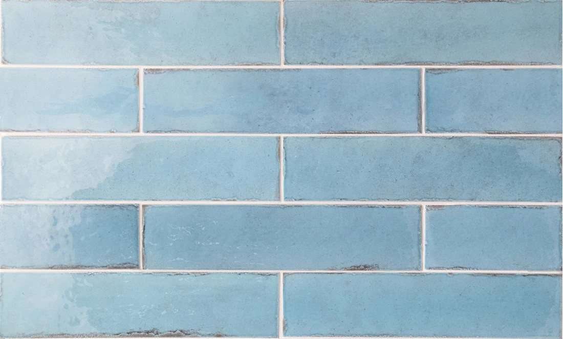 Керамогранит Equipe Tribeca Water Colour 26877, цвет голубой, поверхность глянцевая, под кирпич, 60x246