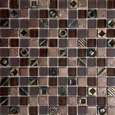 Мозаика Bars Crystal Mosaic Glass Decor Morocco (23x23 mm), цвет коричневый, поверхность глянцевая, квадрат, 300x300