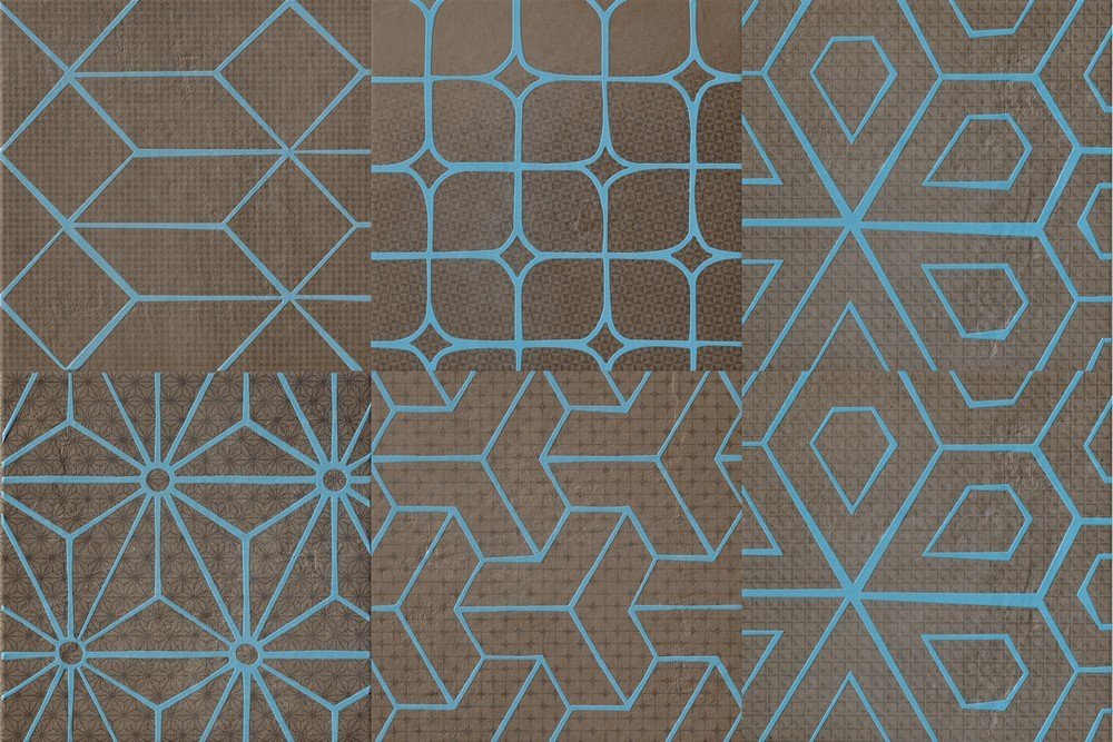 Декоративные элементы Cir Mat Dec Blu Mix Mud 6 1055571, цвет коричневый, поверхность матовая, квадрат, 200x200
