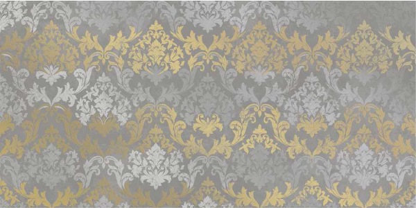 Декоративные элементы Керлайф Luce Damasco Plata, цвет серый золотой, поверхность матовая, прямоугольник, 315x630