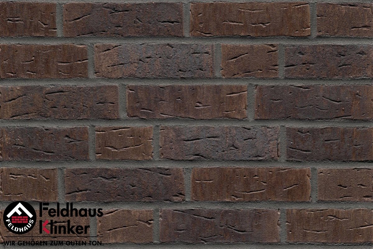 Клинкер Feldhaus Klinker Sintra Geo Nelino R669WDF14, цвет чёрный, поверхность матовая, под кирпич, 65x215