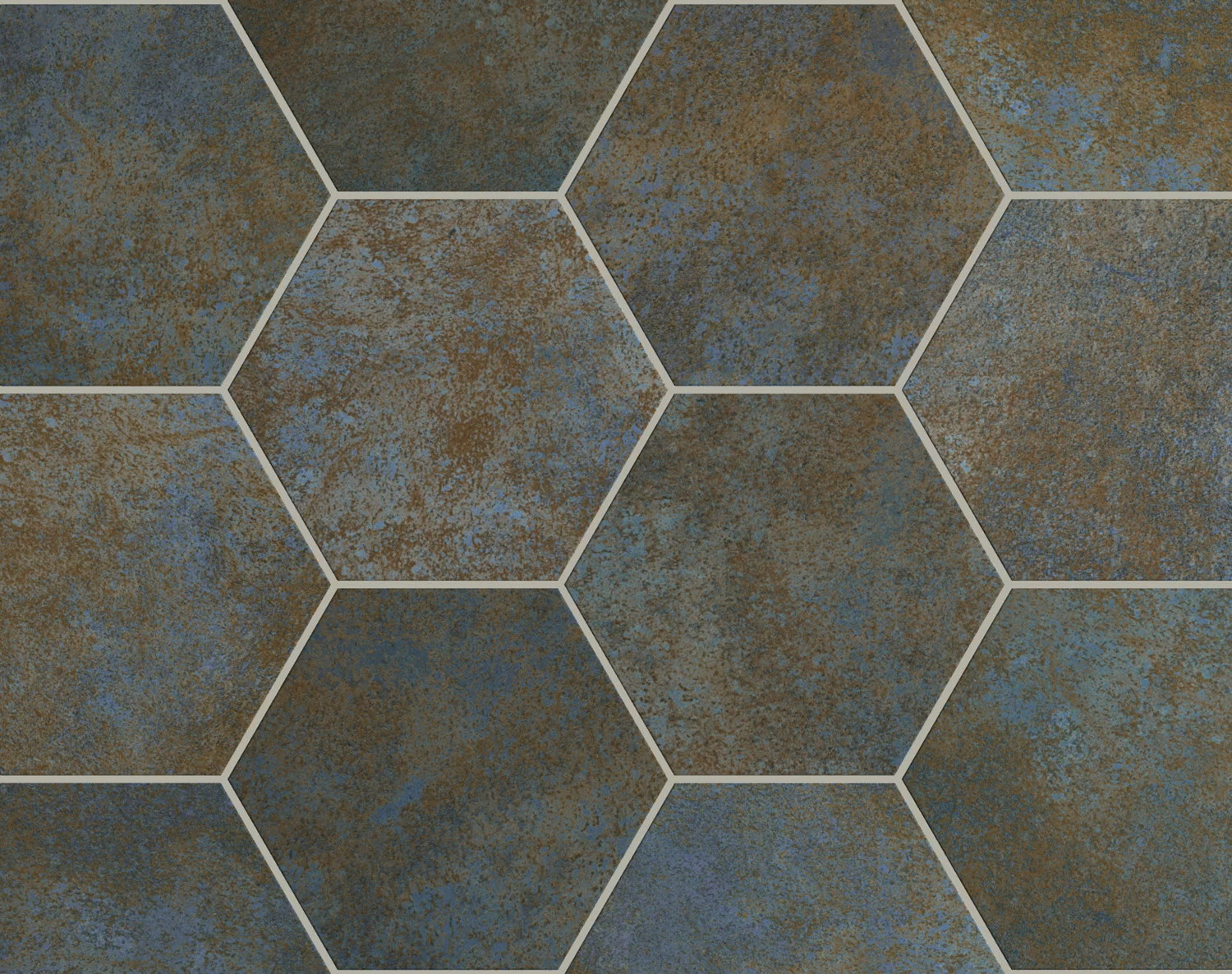 Керамогранит Equipe Oxide Azul 27473, цвет синий, поверхность матовая, шестиугольник, 175x200
