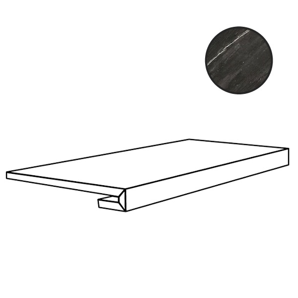 Ступени Floor Gres Biotech Soap Stone Nat 9mm Gradino 779035, цвет чёрный, поверхность натуральная, прямоугольник, 330x1200