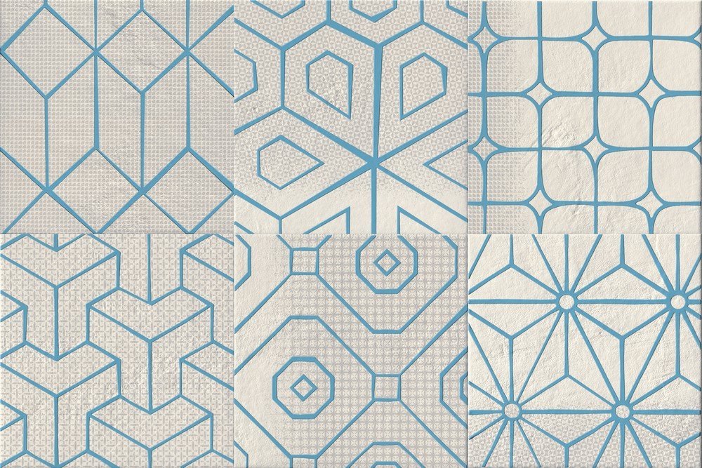 Декоративные элементы Cir Mat Dec Blu Mix Cloud 6 1055570, цвет белый, поверхность матовая, квадрат, 200x200