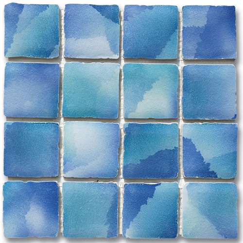 Мозаика Ker-av Frammenti&Riflessi Acqua Verde su Rete (7,5X7,5) KER-9004, цвет голубой, поверхность глянцевая, квадрат, 300x300