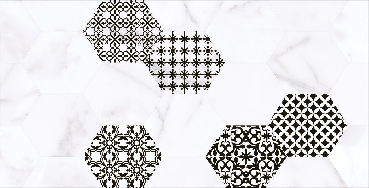 Декоративные элементы Bellavista Inserto Marmara Blanco Mix, цвет чёрно-белый, поверхность глянцевая, прямоугольник, 310x610