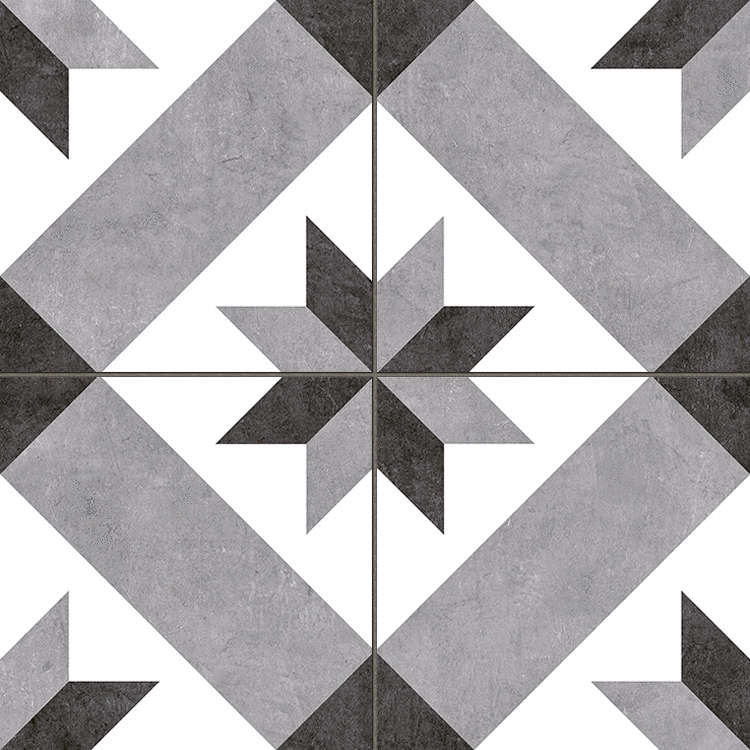 Керамогранит Etili Seramik Nero Pre-Cut, цвет чёрно-белый, поверхность матовая, квадрат, 450x450