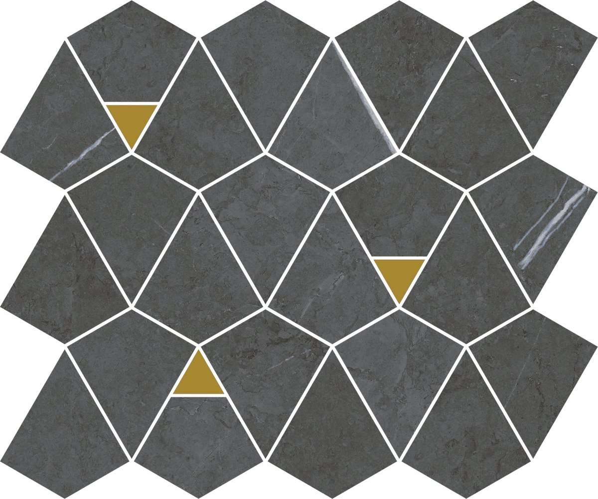 Мозаика Italon Metropolis Imperial Mosaico Vertex 600110000945, цвет чёрный, поверхность матовая, , 258x300