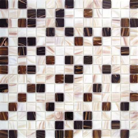 Мозаика Alma Mosaic Смеси 20 Coffee-2(m), цвет слоновая кость коричневый, поверхность глянцевая, квадрат, 327x327
