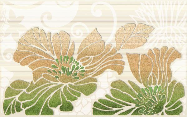 Декоративные элементы Нефрит керамика Кензо 04-01-1-09-03-85-075-1, цвет зелёный, поверхность глянцевая, прямоугольник, 400x250
