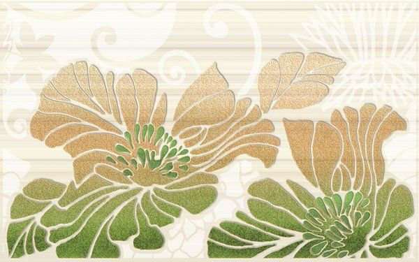 Декоративные элементы Нефрит керамика Кензо 04-01-1-09-03-85-075-1, цвет зелёный, поверхность глянцевая, прямоугольник, 400x250