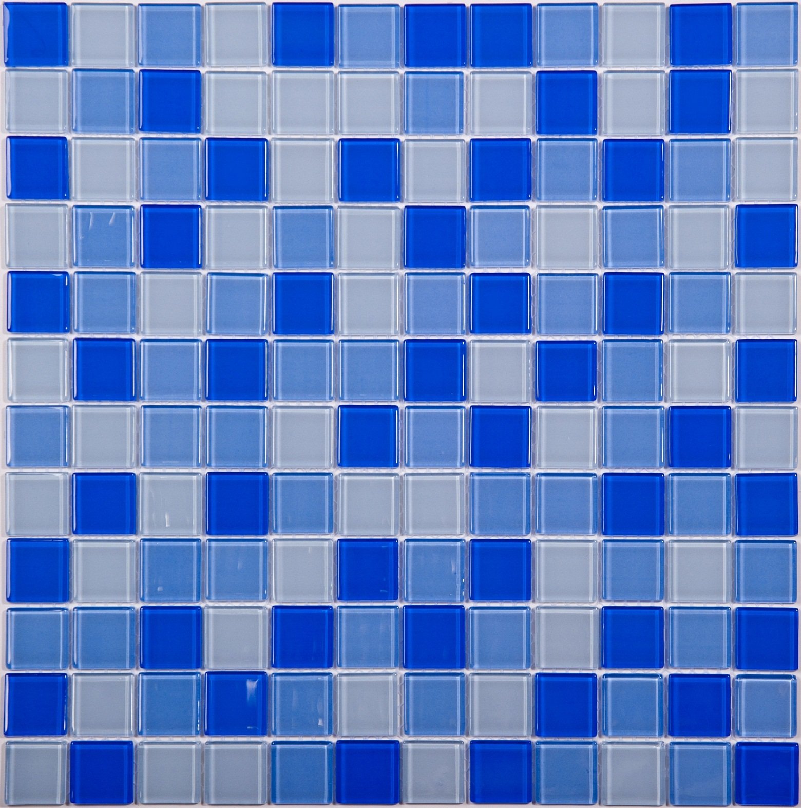 Мозаика NS Mosaic J-347, цвет белый синий, поверхность глянцевая, квадрат, 300x300