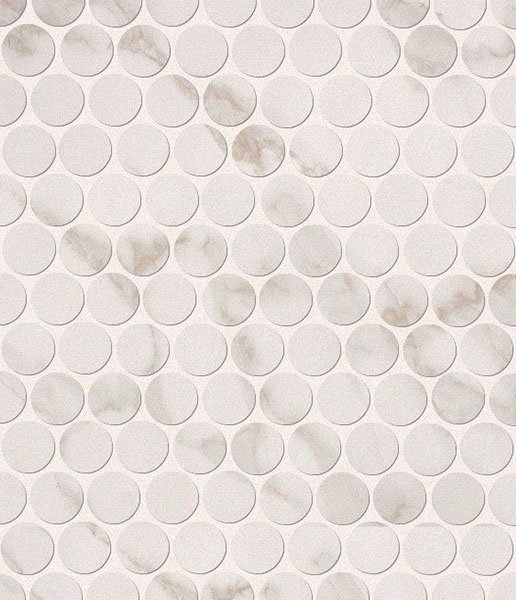 Мозаика Fap Roma Calacatta Round Mosaico fLTO, цвет белый, поверхность матовая, прямоугольник, 295x325