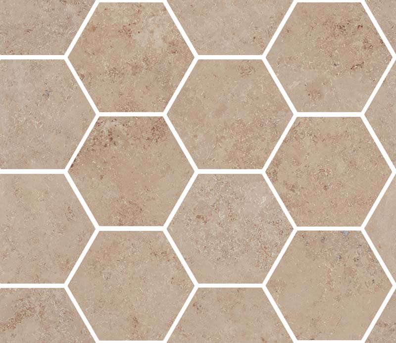 Мозаика Sant Agostino Unionstone Maxi Class Jura Stone Kry CSAMCJSK34, цвет бежевый, поверхность полированная, шестиугольник, 300x345