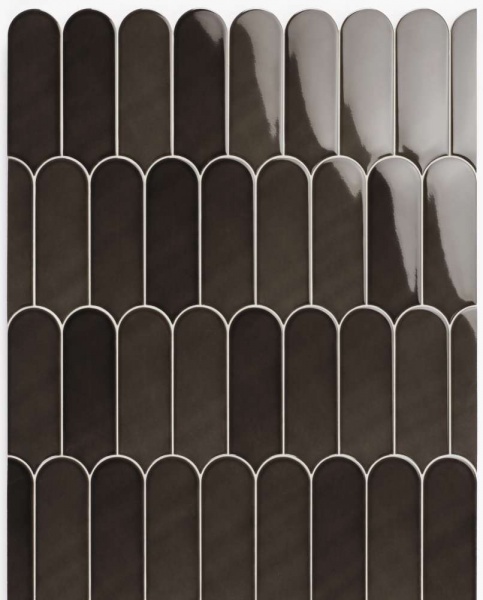 Керамическая плитка Natucer Fan Mix Black, цвет чёрный тёмный, поверхность глянцевая, чешуя, 72x195