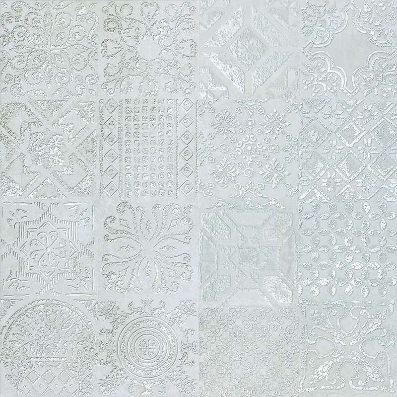 Декоративные элементы Abitare La Ceramica Icon Dec. Patchwork Silver Lapp., цвет серый, поверхность лаппатированная, квадрат, 600x600
