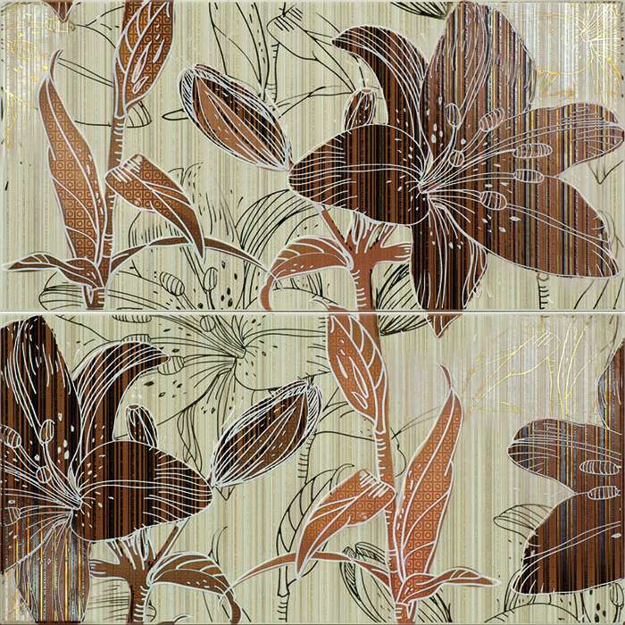 Панно Aranda Decor Summer Pergamo SET.2, цвет коричневый, поверхность глянцевая, квадрат, 500x500
