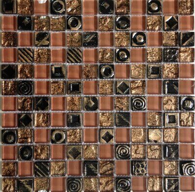 Мозаика Bars Crystal Mosaic Glass Decor Algeria (23x23 mm), цвет коричневый, поверхность глянцевая, квадрат, 300x300