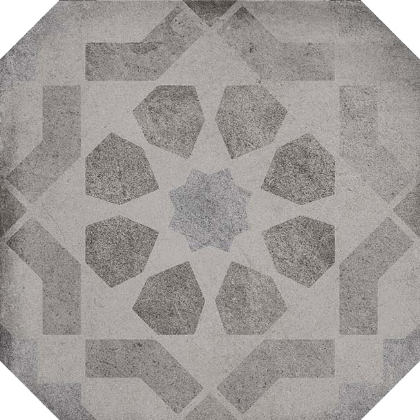 Декоративные элементы Vives Octogono Turgis Sombra, цвет серый, поверхность матовая, восьмиугольник, 200x200