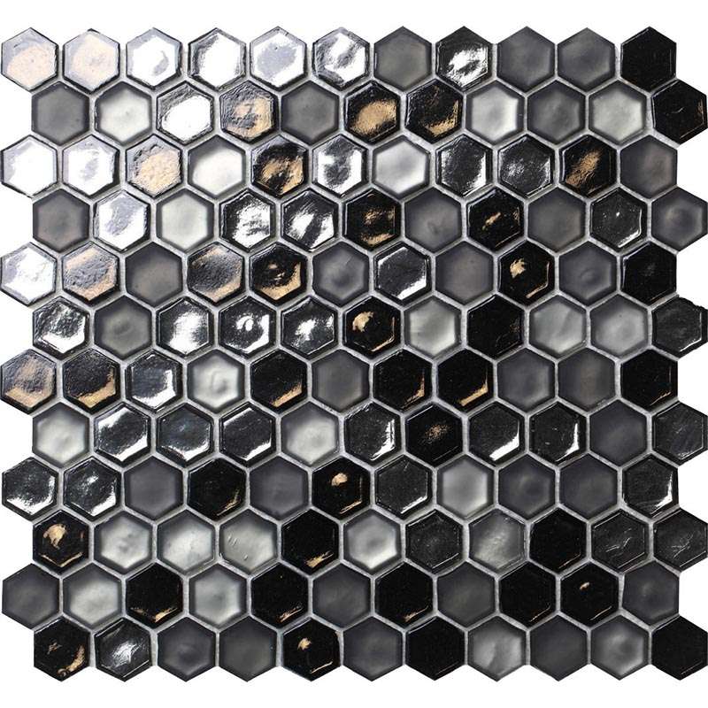 Мозаика Alma Mosaic Glamour AHX-02 Cordoba Grey, цвет серый, поверхность глянцевая, прямоугольник, 274x292