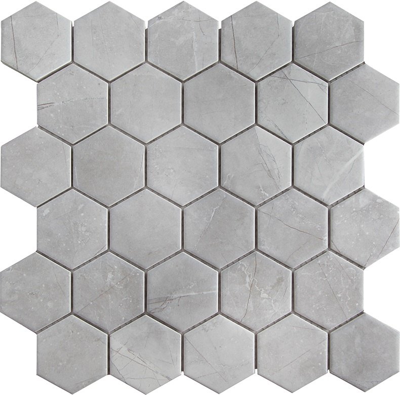 Мозаика Starmosaic Homework Hexagon Small Marble Grey Matt, цвет серый, поверхность матовая, шестиугольник, 271x282