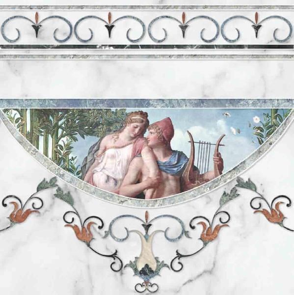 Бордюры Europa Ceramica Calacatta Louvre Cenefa B, цвет разноцветный, поверхность глянцевая, квадрат, 450x450