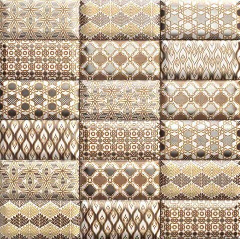 Керамическая плитка Mainzu Luxor Golden, цвет коричневый, поверхность глянцевая, кабанчик, 100x200