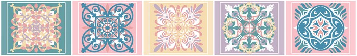Бордюры Piastrella Орнамент Флёр Бордюр, цвет разноцветный, поверхность матовая, прямоугольник, 64x400