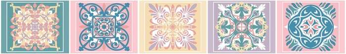 Бордюры Piastrella Орнамент Флёр Бордюр, цвет разноцветный, поверхность матовая, прямоугольник, 64x400