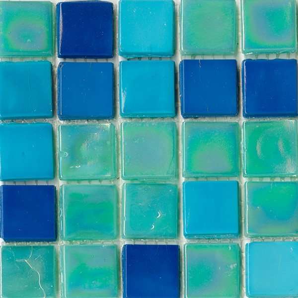 Мозаика JNJ Mosaic Интерьерные Cмеси 150x150 СК 0128 Laguna, цвет бирюзовый, поверхность глянцевая, квадрат, 150x150