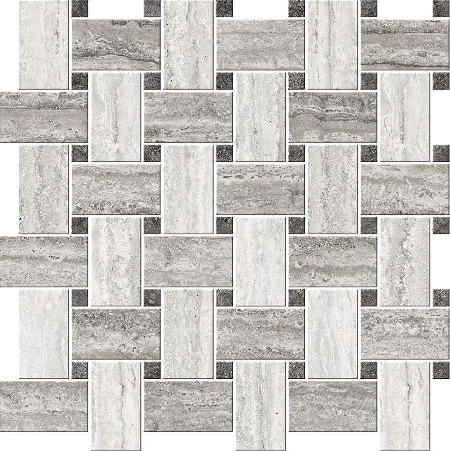 Мозаика Cisa Italian Icon Vein Cut Chesterfield Mix Freddo Mosaico Lapp Lux, цвет серый, поверхность лаппатированная, квадрат, 421x421