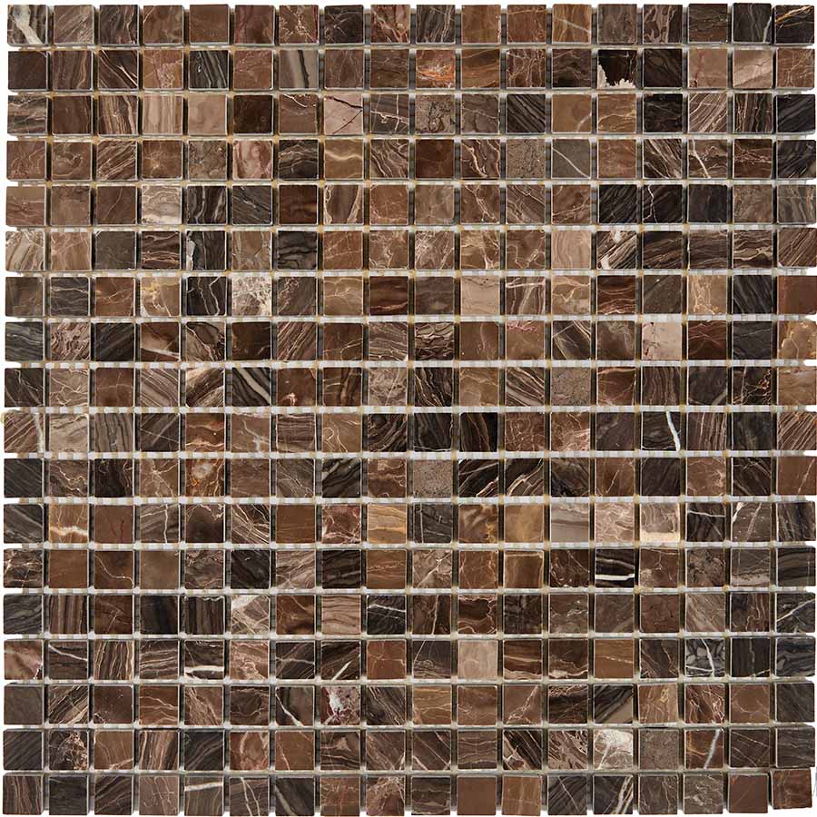 Мозаика Pixel Mosaic PIX216 Мрамор (15x15 мм), цвет коричневый, поверхность глянцевая, квадрат, 305x305