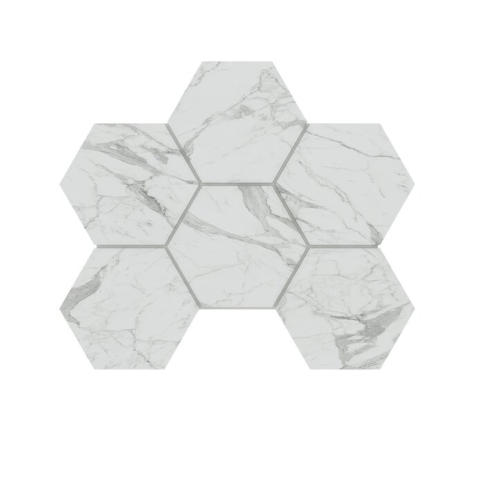 Мозаика Estima Montis White MN01 Hexagon Неполированный 25x28,5 36766, цвет серый, поверхность матовая, шестиугольник, 250x285