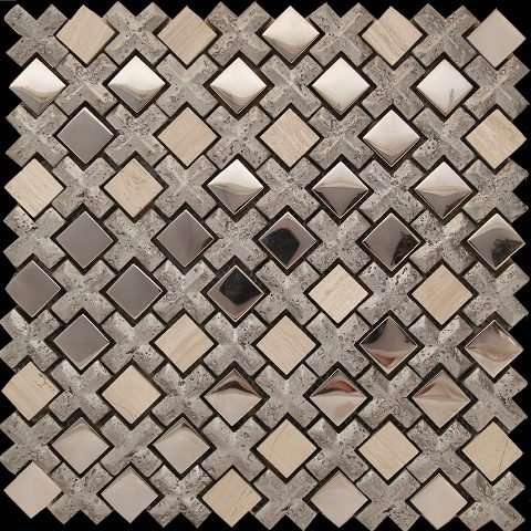Мозаика Natural Mosaic Inka BDA-S7A (Стекло Мрамор Агломерат), цвет серый, поверхность глянцевая, квадрат, 279x279