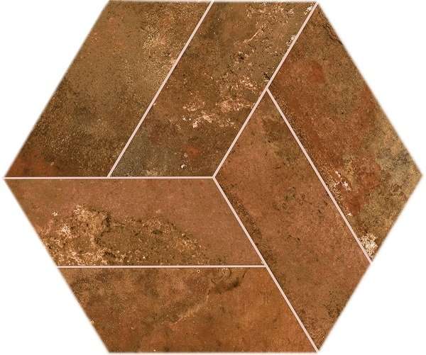 Керамогранит Monopole Basalt Mud, цвет коричневый, поверхность матовая, шестиугольник, 200x240
