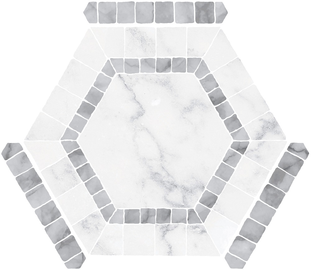 Керамогранит Monopole Avant Ibiza White 71245, цвет белый бежевый, поверхность матовая, шестиугольник, 220x250