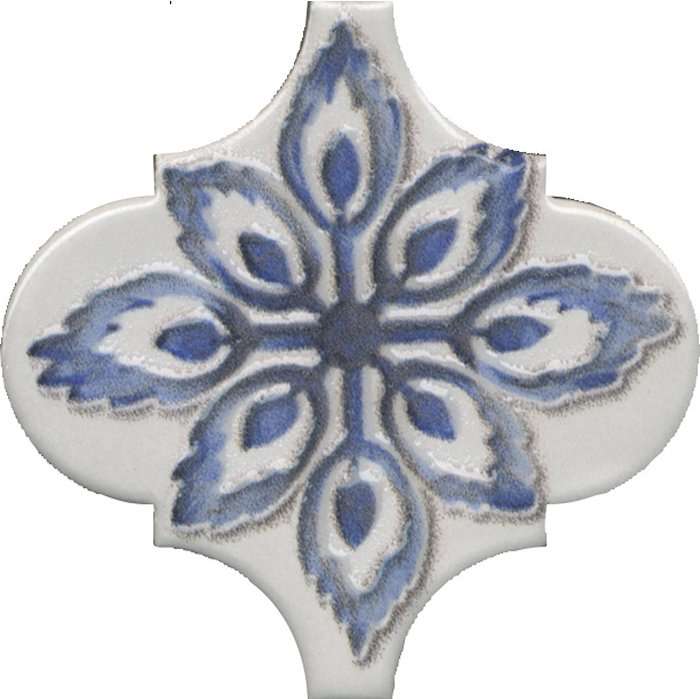 Декоративные элементы Kerama Marazzi Арабески Майолика 4 VT\A319\65000, цвет белый голубой, поверхность глянцевая, арабеска, 65x65