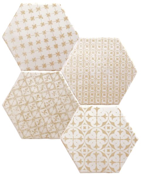 Декоративные элементы Cevica Marrakech Mosaic Arena Hexagon, цвет бежевый, поверхность матовая, шестиугольник, 150x150