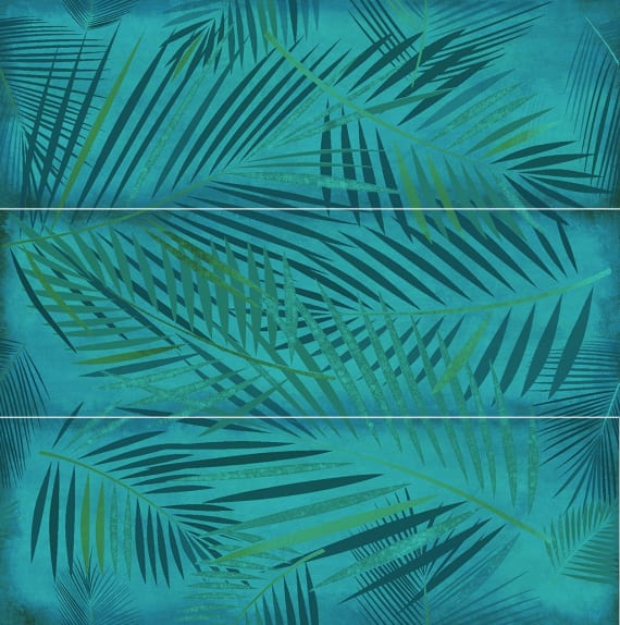 Панно Lasselsberger Ипанема Панно Зеленый 1906-0005, цвет бирюзовый, поверхность матовая, квадрат, 600x600